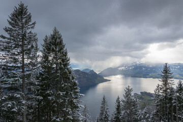 View to the mountain Pilatus from Rigi Kaltbad, Switzerland