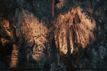 Stalactites and Stalagmites in a cave known as Carlsbad Caverns in Southern New Mexico, USA.