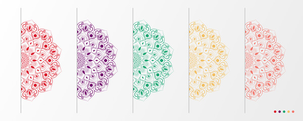 Luxury mandala set with floral background pattern. Abstract geometric mandala round ornament. Mandala template for invitation, wedding, cover, brochure, flyer, banner, poster.