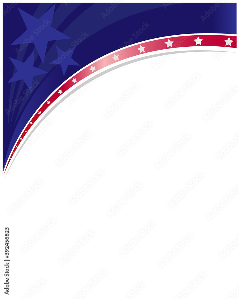 Wall mural american abstract flag corner border poster with an empty space for text.