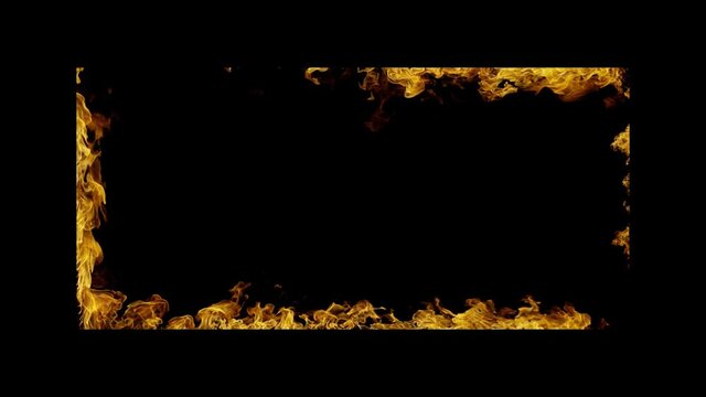 Real fire Stock Video In Black Background