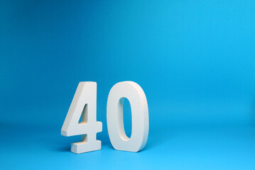 No 40 ( Fourty ) Isolated red  Background with Copy Space - Number 40 Percentage or Promotion - Discount or anniversary concept