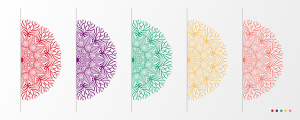 Luxury mandala set with floral background pattern. Abstract geometric mandala round ornament. Mandala template for invitation, wedding, cover, brochure, flyer, banner, poster.