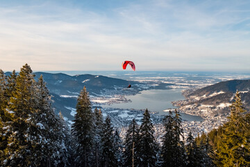 Paragliding over lake "Tegernsee", Germany