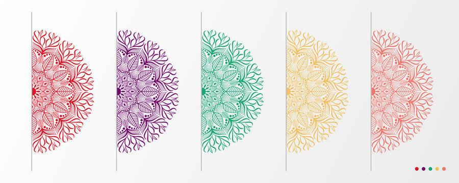 Luxury mandala set with floral background pattern. Abstract geometric mandala round ornament. Mandala template for invitation, wedding, cover, brochure, flyer, banner, poster.