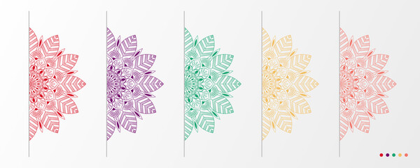 Luxury mandala set with floral background pattern. Abstract geometric mandala round ornament. Mandala template for invitation, wedding, cover, brochure, flyer, banner, poster.