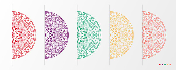Luxury mandala set with floral background pattern. Abstract geometric mandala round ornament. Mandala template for invitation, wedding, cover, brochure, flyer, banner, poster.