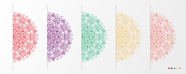 Luxury mandala set with floral background pattern. Abstract geometric mandala round ornament. Mandala template for invitation, wedding, cover, brochure, flyer, banner, poster.