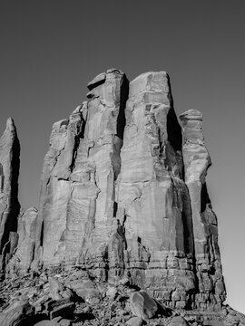 Monument valley black and white rocks