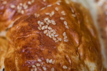 National flatbread with tandoor sesame seeds. Traditional homemade bread.