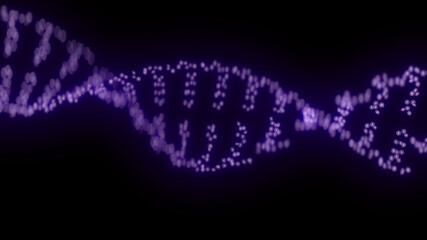 DNA spiral glowing on black background. Deoxyribonucleic acid. Nucleic acid double helix.