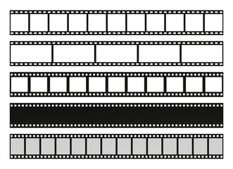 Film strip set. Blank stripes cinema. Vector templates.