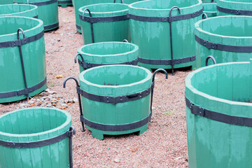 barrels in the Park for collecting leaves