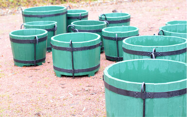 barrels in the Park for collecting leaves