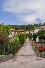 street with beautiful houses and courtyards in Italy