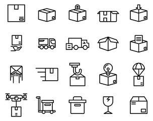 Simple set of Package icons on white background.