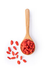 Goji berry on white  background,Top view