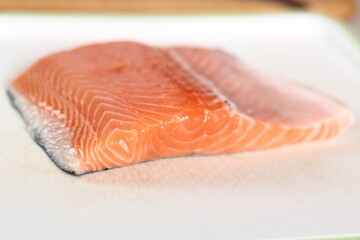 Fresh Salmon Fillet. Making Salmon in Puff Pastry Series.