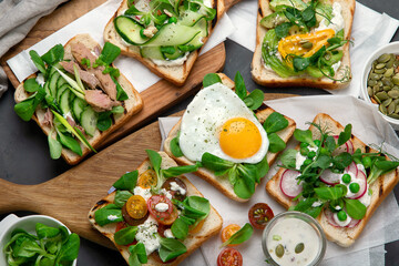 Variety of sandwiches for breakfast