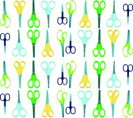 A set of different types of scissors for different purposes. Scissors for needlework, office, nails, applications, sewing, children and manicure.