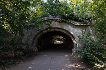 Fototapeta na wymiar Dark Tunnel at Prospect Park in Brooklyn New York during Summer