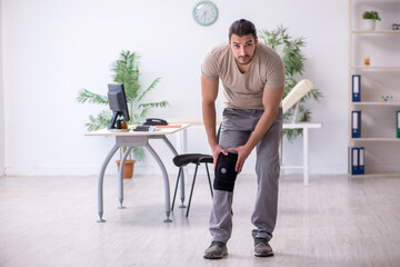 Young leg injured man in the hospital