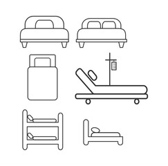 bed, bed room outline icon set. creative couch, spring bed