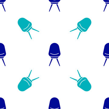 Blue Office chair icon isolated seamless pattern on white background. Vector Illustration.