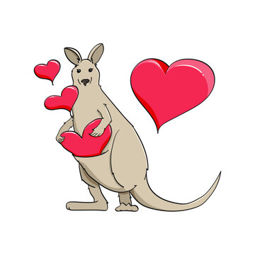 kangaroo and hearts