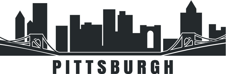 Vector illustration of the Pittsburgh city skyline - obrazy, fototapety, plakaty