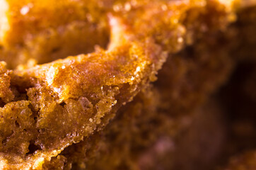 Macro photo of a delicious slice of brown speculaas