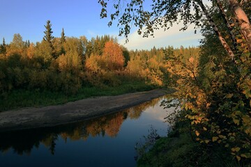 Fototapeta premium water, autumn, lake, nature, landscape, river
