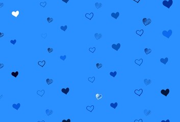 Light BLUE vector background with hearts.