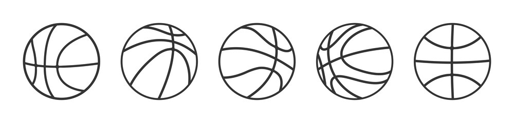 basketball icon set in line style, Vector illustration