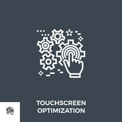 Touchscreen Optimization Related Vector Thin Line Icon. Isolated on Black Background.Vector Illustration.