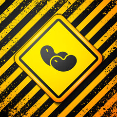 Black Beans icon isolated on yellow background. Warning sign. Vector.