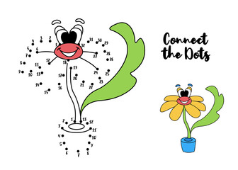 Connect the dots - Children drawing game. Draw flower for numbers. Vector illustration