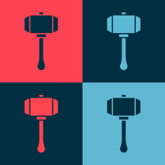 Pop art Hammer icon isolated on color background. Tool for repair. Vector.