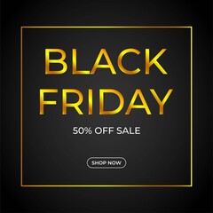 Vector illustration of Black Friday Sale banner, upto 50% off, shop now, offer template for website and UI.