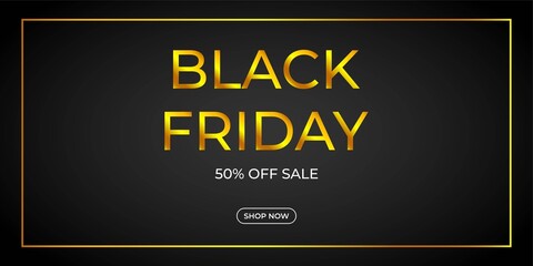 Vector illustration of Black Friday Sale banner, upto 50% off, shop now, offer template for website and UI.