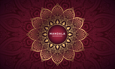 Luxury gold mandala background with floral pattern. Abstract geometric mandala round ornament. Mandala template for invitation, wedding, cover, brochure, flyer, banner, poster.