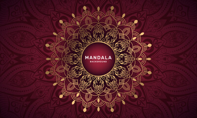 Luxury gold mandala background with floral pattern. Abstract geometric mandala round ornament. Mandala template for invitation, wedding, cover, brochure, flyer, banner, poster.