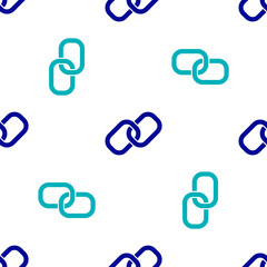 Blue Chain link icon isolated seamless pattern on white background. Link single. Hyperlink chain symbol. Vector.