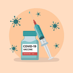 A medical syringe with needle and coronavirus vaccine Concept of vaccination
Illustration about the coronavirus vaccine