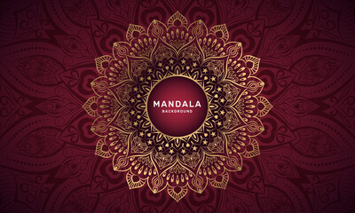 Luxury gold mandala background with floral pattern. Abstract geometric mandala round ornament. Mandala template for invitation, wedding, cover, brochure, flyer, banner, poster.
