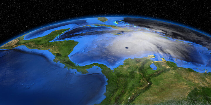 Hurricane from Space. Elements of this high resolution 3d illustration are furnished by NASA.