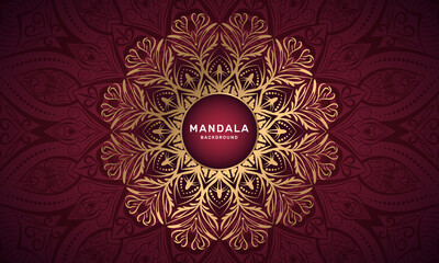 Luxury gold mandala background with floral pattern. Abstract geometric mandala round ornament. Mandala template for invitation, wedding, cover, brochure, flyer, banner, poster.
