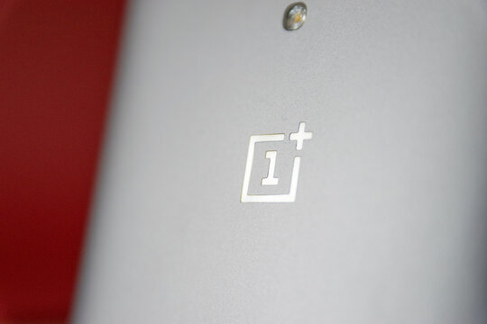 CLUJ, ROMANIA - JUL 15, 2019: OnePlus logo on one of the company phones. OnePlus illustrative editorial. OnePlus logo on the OnePlus 3T phone