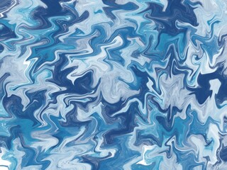 A flow of watercolors in shades of blue. Abstract marble background. Liquify effect background like a mosaic of water - 392478627