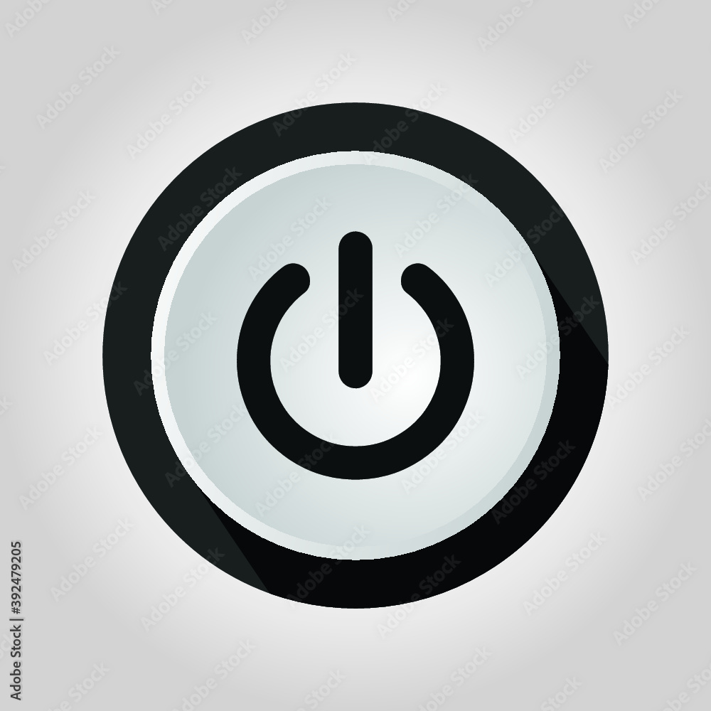 Poster start push power button in circle. vector illustration. start push power button flat icon